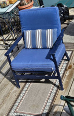 Fortunoff 5p outdoor patio table lounge armchair rocking cushions deck gazebo po