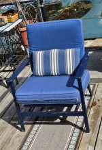 Fortunoff 5p outdoor patio table lounge armchair rocking cushions deck gazebo po