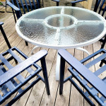Fortunoff 5p outdoor patio table lounge armchair rocking cushions deck gazebo po