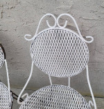 3pc. outdoor bistro table chair white metal glass top garden patio porch balcony