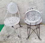 3pc. outdoor bistro table chair white metal glass top garden patio porch balcony