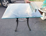 Outdoor glass dining kitchen bistro table metal dinner sunroom patio porch backy