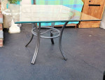 Outdoor glass dining kitchen bistro table metal dinner sunroom patio porch backy