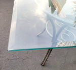 Outdoor glass dining kitchen bistro table metal dinner sunroom patio porch backy