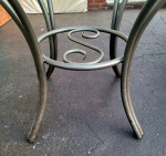 Outdoor glass dining kitchen bistro table metal dinner sunroom patio porch backy