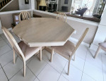 7pc solid natural wood kitchen dining table 6 chairs dinner leaf extendable cont