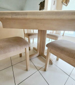 7pc solid natural wood kitchen dining table 6 chairs dinner leaf extendable cont