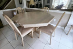 7pc solid natural wood kitchen dining table 6 chairs dinner leaf extendable cont