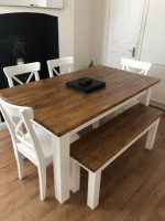 Farmhouse Table with Chairs and Bench