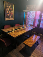GORGEOUS Wood and Resin Dining Table and Bench