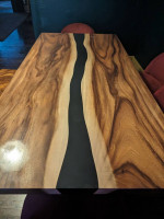 GORGEOUS Wood and Resin Dining Table and Bench