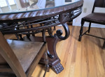 Round wood dining / breakfast card table 4 antique Arts & Crafts chair