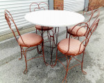 Antique Twisted Wrought-Iron Table + Chairs Set / Ice Cream Parlor Set