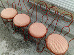 Antique Twisted Wrought-Iron Table + Chairs Set / Ice Cream Parlor Set