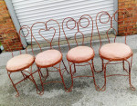 Antique Twisted Wrought-Iron Table + Chairs Set / Ice Cream Parlor Set