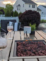 Outdoor firepit table-lava rocks