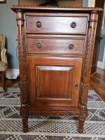 Solid wood carved nightstand table