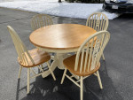 Round dining table and chairs