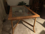 Wicker Dining table with glass top