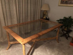Wicker Dining table with glass top