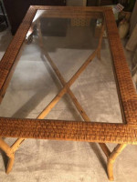 Wicker Dining table with glass top