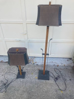 high end rustic farm house mountain cabin lamp set floor and table