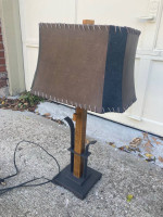high end rustic farm house mountain cabin lamp set floor and table