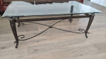 Coffee/end/side wrought iron table with glass top