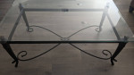 Coffee/end/side wrought iron table with glass top