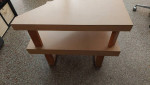Mid Century Modern Blond Formica Corner Table
