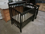 Modern Black Crib / Changing Table with 3 Drawers