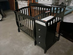 Modern Black Crib / Changing Table with 3 Drawers