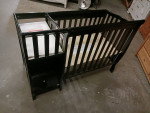 Modern Black Crib / Changing Table with 3 Drawers
