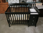 Modern Black Crib / Changing Table with 3 Drawers