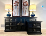 STUNNING BLACK SET dresser/side table/nighstand/buffet/tv stand/dining server/si