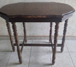 Antique 6 Leg Burlwood Top Display Table