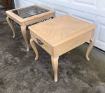 THOMASVILLE matching coffee table w/ glass insert and end table
