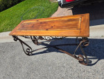 Wrought Iron Wood Top Table. Desk