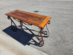 Wrought Iron Wood Top Table. Desk