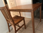Sturdy Solid Wood Desk / Kitchen Table with Wood Chair