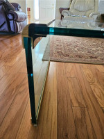 1970s Waterfall Brass and Glass Coffee Table $1600 new, now $400