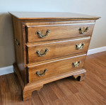 Ethan Allen Solid Wood Side Table Chest with 3 Drawers