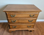 Ethan Allen Solid Wood Side Table Chest with 3 Drawers