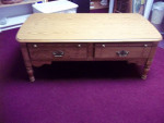 OAK COFFEE TABLE W 2 DRAWERS
