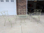 Wrought Iron Patio Set (love seat,2chairs,table with glass, cushions)