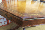 REDUCED Vtg Hardwood Mahogany Octagonal Table-Leather Gold Tooling Top