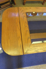 REDUCED Oak Coffee Table 2 Smoked Glass Inserts-2 side Drop Leaves