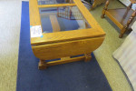REDUCED Oak Coffee Table 2 Smoked Glass Inserts-2 side Drop Leaves