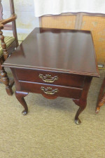 Mahogany End Table- 2 Drawers, Claw Feet