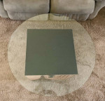 Round glass Paris coffee table with storage . See pics for measurements. PU in W